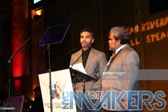 NEW YORK, NEW YORK - NOVEMBER 13: Ram?n Rodr?guez (L) and Luis Guzm?n speak onstage at the 11th Annual Cristian Rivera Foundation Celebrity Gala on November 13, 2019 in New York City. (Photo by Johnny Nunez/WireImage)