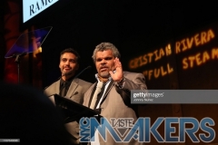 NEW YORK, NEW YORK - NOVEMBER 13: Ram?n Rodr?guez (L) and Luis Guzm?n speak onstage at the 11th Annual Cristian Rivera Foundation Celebrity Gala on November 13, 2019 in New York City. (Photo by Johnny Nunez/WireImage)
