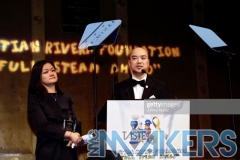 NEW YORK, NEW YORK - NOVEMBER 13: Honorees Sansan Harashima (L) and Hide Harashima speak onstage at the 11th Annual Cristian Rivera Foundation Celebrity Gala on November 13, 2019 in New York City. (Photo by Johnny Nunez/WireImage)