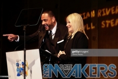 NEW YORK, NEW YORK - NOVEMBER 13: James Cruz (L) and Lizzie Grubman speak onstage at the 11th Annual Cristian Rivera Foundation Celebrity Gala on November 13, 2019 in New York City. (Photo by Johnny Nunez/WireImage)