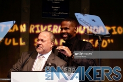 NEW YORK, NEW YORK - NOVEMBER 13: Bo Dietl (L) and AJ Calloway speak onstage at the 11th Annual Cristian Rivera Foundation Celebrity Gala on November 13, 2019 in New York City. (Photo by Johnny Nunez/WireImage)