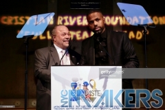 NEW YORK, NEW YORK - NOVEMBER 13: Bo Dietl (L) and AJ Calloway speak onstage at the 11th Annual Cristian Rivera Foundation Celebrity Gala on November 13, 2019 in New York City. (Photo by Johnny Nunez/WireImage)