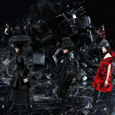 Models Present Creations By British Designer Alexander McQueen During Paris Fashion Week